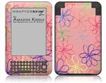 Kearas Flowers on Pink - Decal Style Skin fits Amazon Kindle 3 Keyboard (with 6 inch display)