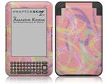 Neon Swoosh on Pink - Decal Style Skin fits Amazon Kindle 3 Keyboard (with 6 inch display)