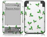 Christmas Holly Leaves on White - Decal Style Skin fits Amazon Kindle 3 Keyboard (with 6 inch display)