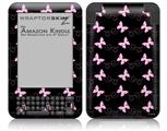 Pastel Butterflies Pink on Black - Decal Style Skin fits Amazon Kindle 3 Keyboard (with 6 inch display)