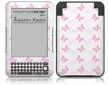Pastel Butterflies Pink on White - Decal Style Skin fits Amazon Kindle 3 Keyboard (with 6 inch display)