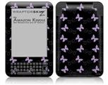 Pastel Butterflies Purple on Black - Decal Style Skin fits Amazon Kindle 3 Keyboard (with 6 inch display)