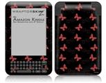 Pastel Butterflies Red on Black - Decal Style Skin fits Amazon Kindle 3 Keyboard (with 6 inch display)