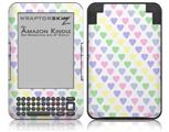 Pastel Hearts on White - Decal Style Skin fits Amazon Kindle 3 Keyboard (with 6 inch display)