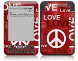 Love and Peace Red - Decal Style Skin fits Amazon Kindle 3 Keyboard (with 6 inch display)
