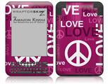 Love and Peace Hot Pink - Decal Style Skin fits Amazon Kindle 3 Keyboard (with 6 inch display)
