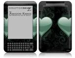 Glass Heart Seafoam Green - Decal Style Skin fits Amazon Kindle 3 Keyboard (with 6 inch display)