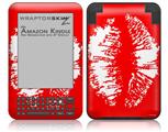 Big Kiss White Lips on Red - Decal Style Skin fits Amazon Kindle 3 Keyboard (with 6 inch display)