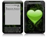Glass Heart Grunge Green - Decal Style Skin fits Amazon Kindle 3 Keyboard (with 6 inch display)