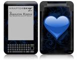 Glass Heart Grunge Blue - Decal Style Skin fits Amazon Kindle 3 Keyboard (with 6 inch display)