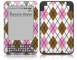 Argyle Pink and Brown - Decal Style Skin fits Amazon Kindle 3 Keyboard (with 6 inch display)