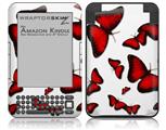 Butterflies Red - Decal Style Skin fits Amazon Kindle 3 Keyboard (with 6 inch display)
