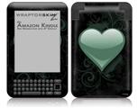 Glass Heart Grunge Seafoam Green - Decal Style Skin fits Amazon Kindle 3 Keyboard (with 6 inch display)