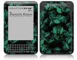 Skulls Confetti Seafoam Green - Decal Style Skin fits Amazon Kindle 3 Keyboard (with 6 inch display)