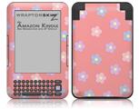 Pastel Flowers on Pink - Decal Style Skin fits Amazon Kindle 3 Keyboard (with 6 inch display)
