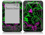 Twisted Garden Green and Hot Pink - Decal Style Skin fits Amazon Kindle 3 Keyboard (with 6 inch display)
