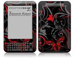 Twisted Garden Gray and Red - Decal Style Skin fits Amazon Kindle 3 Keyboard (with 6 inch display)
