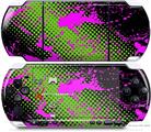 Sony PSP 3000 Decal Style Skin - Halftone Splatter Hot Pink Green