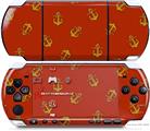 Sony PSP 3000 Decal Style Skin - Anchors Away Red Dark