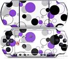 Sony PSP 3000 Decal Style Skin - Lots of Dots Purple on White