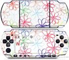 Sony PSP 3000 Decal Style Skin - Kearas Flowers on White