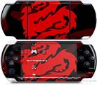 Sony PSP 3000 Decal Style Skin - Oriental Dragon Red on Black