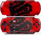 Sony PSP 3000 Decal Style Skin - Oriental Dragon Black on Red