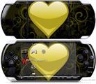 Sony PSP 3000 Decal Style Skin - Glass Heart Grunge Yellow