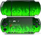 Sony PSP 3000 Decal Style Skin - Fire Green
