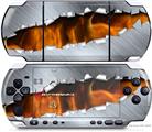 Sony PSP 3000 Decal Style Skin - Ripped Metal Fire