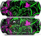 Sony PSP 3000 Decal Style Skin - Twisted Garden Green and Hot Pink