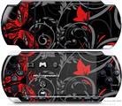 Sony PSP 3000 Decal Style Skin - Twisted Garden Gray and Red