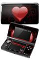 Nintendo 3DS Decal Style Skin - Glass Heart Grunge Red