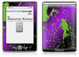 Halftone Splatter Green Purple - Decal Style Skin (fits 4th Gen Kindle with 6inch display and no keyboard)