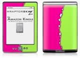 Ripped Colors Hot Pink Neon Green - Decal Style Skin (fits 4th Gen Kindle with 6inch display and no keyboard)