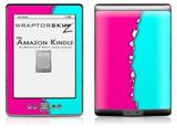 Ripped Colors Hot Pink Neon Teal - Decal Style Skin (fits 4th Gen Kindle with 6inch display and no keyboard)