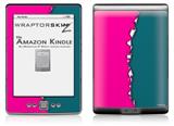 Ripped Colors Hot Pink Seafoam Green - Decal Style Skin (fits 4th Gen Kindle with 6inch display and no keyboard)