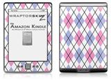 Argyle Pink and Blue - Decal Style Skin (fits 4th Gen Kindle with 6inch display and no keyboard)
