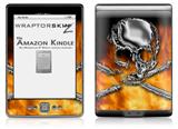 Chrome Skull on Fire - Decal Style Skin (fits 4th Gen Kindle with 6inch display and no keyboard)