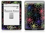 Kearas Flowers on Black - Decal Style Skin (fits 4th Gen Kindle with 6inch display and no keyboard)