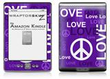 Love and Peace Purple - Decal Style Skin (fits 4th Gen Kindle with 6inch display and no keyboard)