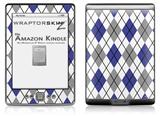 Argyle Blue and Gray - Decal Style Skin (fits 4th Gen Kindle with 6inch display and no keyboard)