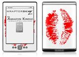 Big Kiss Red Lips on White - Decal Style Skin (fits 4th Gen Kindle with 6inch display and no keyboard)
