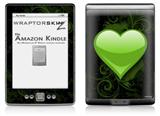 Glass Heart Grunge Green - Decal Style Skin (fits 4th Gen Kindle with 6inch display and no keyboard)