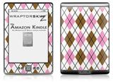 Argyle Pink and Brown - Decal Style Skin (fits 4th Gen Kindle with 6inch display and no keyboard)