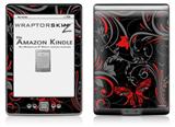 Twisted Garden Gray and Red - Decal Style Skin (fits 4th Gen Kindle with 6inch display and no keyboard)