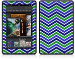 Amazon Kindle Fire (Original) Decal Style Skin - Zig Zag Blue Green