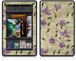 Amazon Kindle Fire (Original) Decal Style Skin - Flowers and Berries Purple