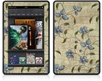 Amazon Kindle Fire (Original) Decal Style Skin - Flowers and Berries Blue