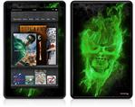 Amazon Kindle Fire (Original) Decal Style Skin - Flaming Fire Skull Green